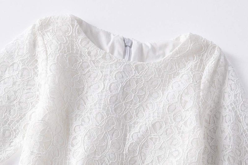 Niyage Baby and Toddler Girls Cotton Elegant Flower Lace Half Sleeve A-Line Princess Dress White 100 - Image 3